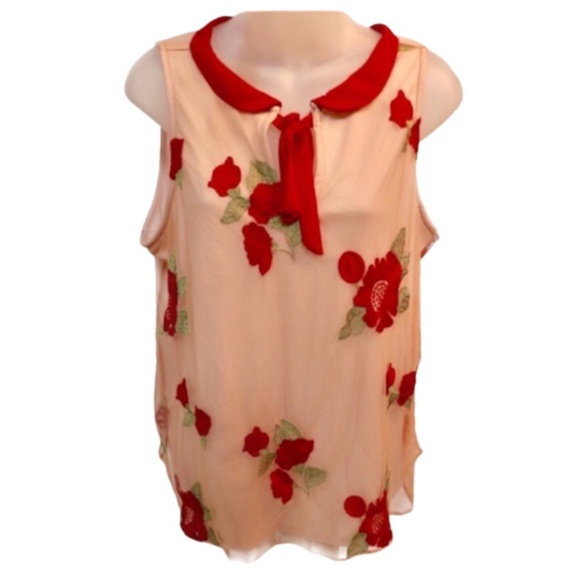 DISNEY SNOW WHITE by LAUREN CONRAD Blouse Embroidered Floral sz Small - Picture 2 of 8